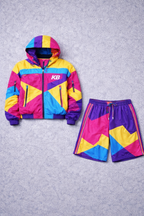Clarity creates power. KB Signature Black Colorblock Windbreaker & Shorts