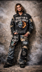 The shift starts within.
“Pray For A Better World” Patchwork Denim Set
By Keyofblessings (KB)