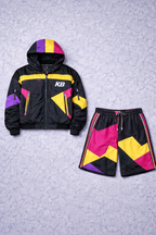 Clarity creates power. KB Signature Black Colorblock Windbreaker & Shorts