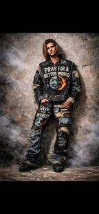 The shift starts within.
“Pray For A Better World” Patchwork Denim Set
By Keyofblessings (KB)