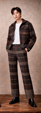 “Every step is guided.” KB Edition Plaid Wide-Leg Trousers
