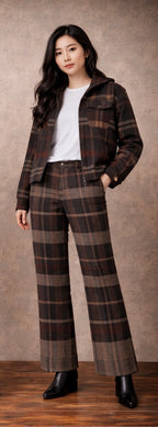 “Every step is guided.” KB Edition Plaid Wide-Leg Trousers
