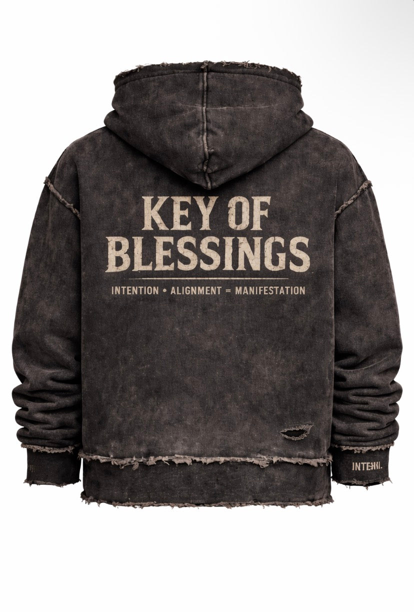 Walk like purpose follows you. Key of Blessings – Vintage Manifest Hoodie (Limited 300)