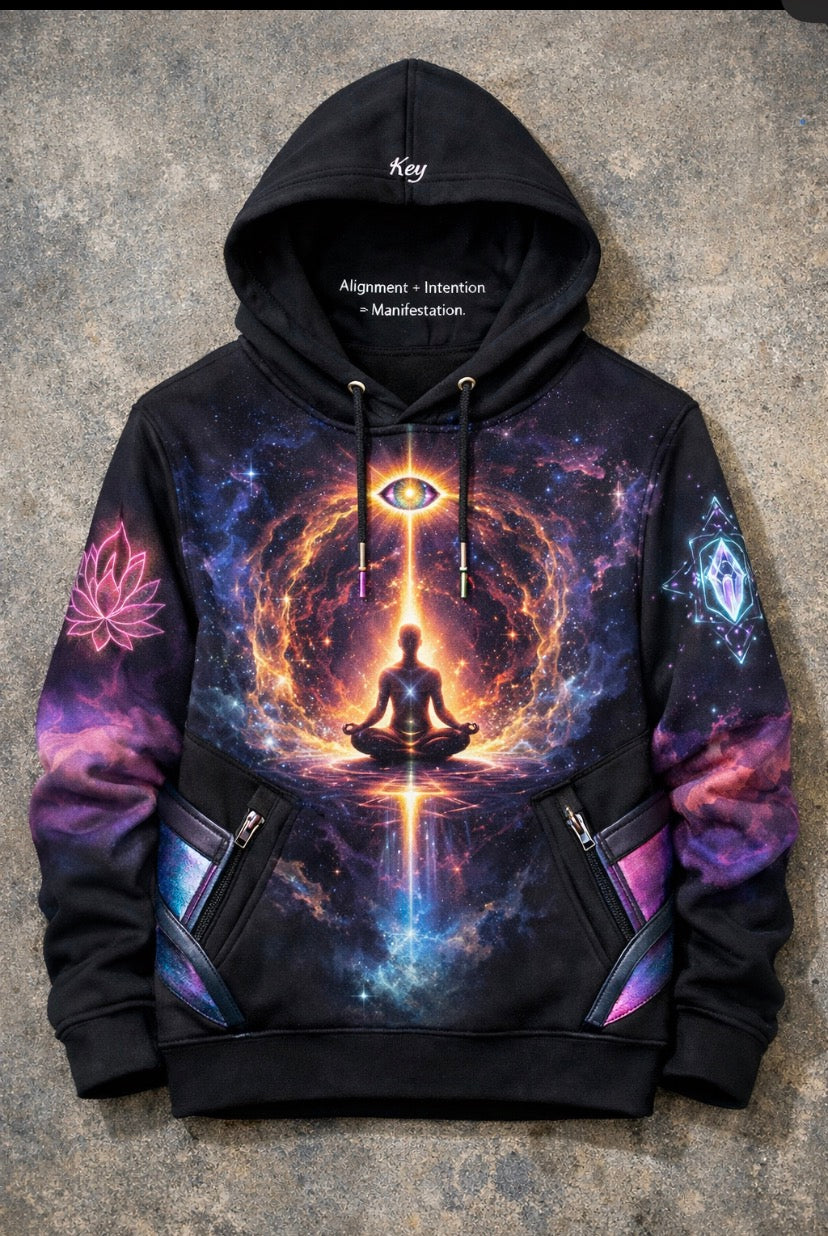 Create what lasts. The Ascension Manifest Hoodie – Cosmic Alignment Edition