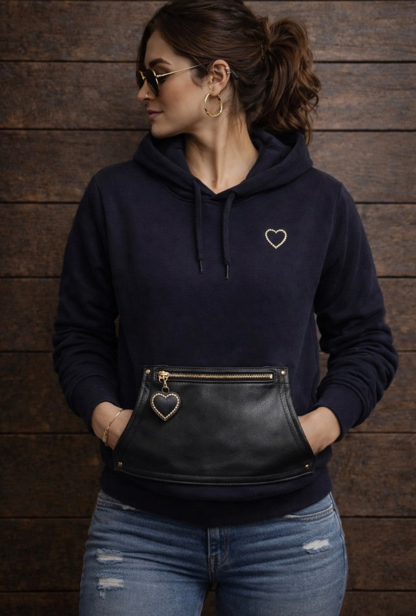 “Every thread carries intention. Key of Blessings “Measure Success” Luxury Leather Panel Hoodie Men/Women
