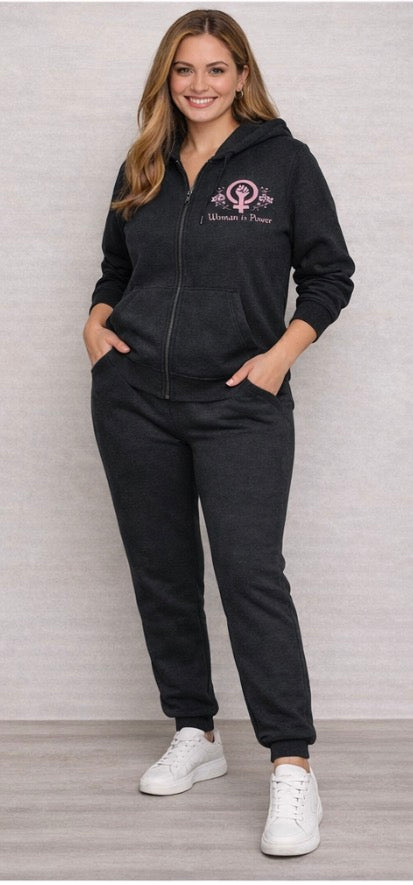 Aligned women change everything.” Women Is Power Luxury Signature Hoodie & Jogger Set