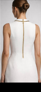 You don’t find the key—you become it. KB Key Necklace Zipper Dress – White Signature Edition