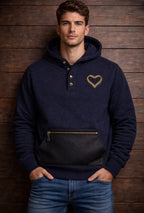 “Every thread carries intention. Key of Blessings “Measure Success” Luxury Leather Panel Hoodie Men/Women