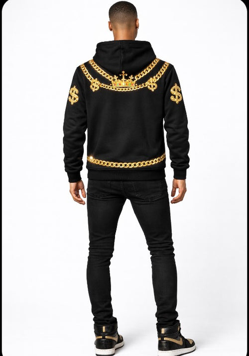 Be the example. Royal Chain Crown Hoodie – Black & Gold Luxury Edition
