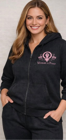 Aligned women change everything.” Women Is Power Luxury Signature Hoodie & Jogger Set