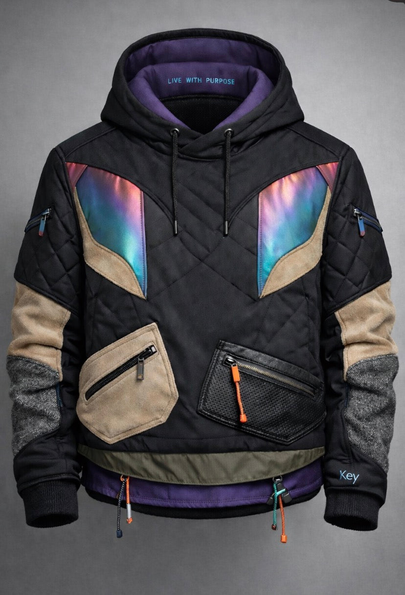 Royal Eclipse Quilted Couture Hoodie