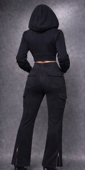 Become unstoppable in silence. KEY Signature Cropped Zip Hoodie & Cargo Pant Set