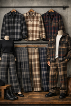 “Every step is guided.” KB Edition Plaid Wide-Leg Trousers