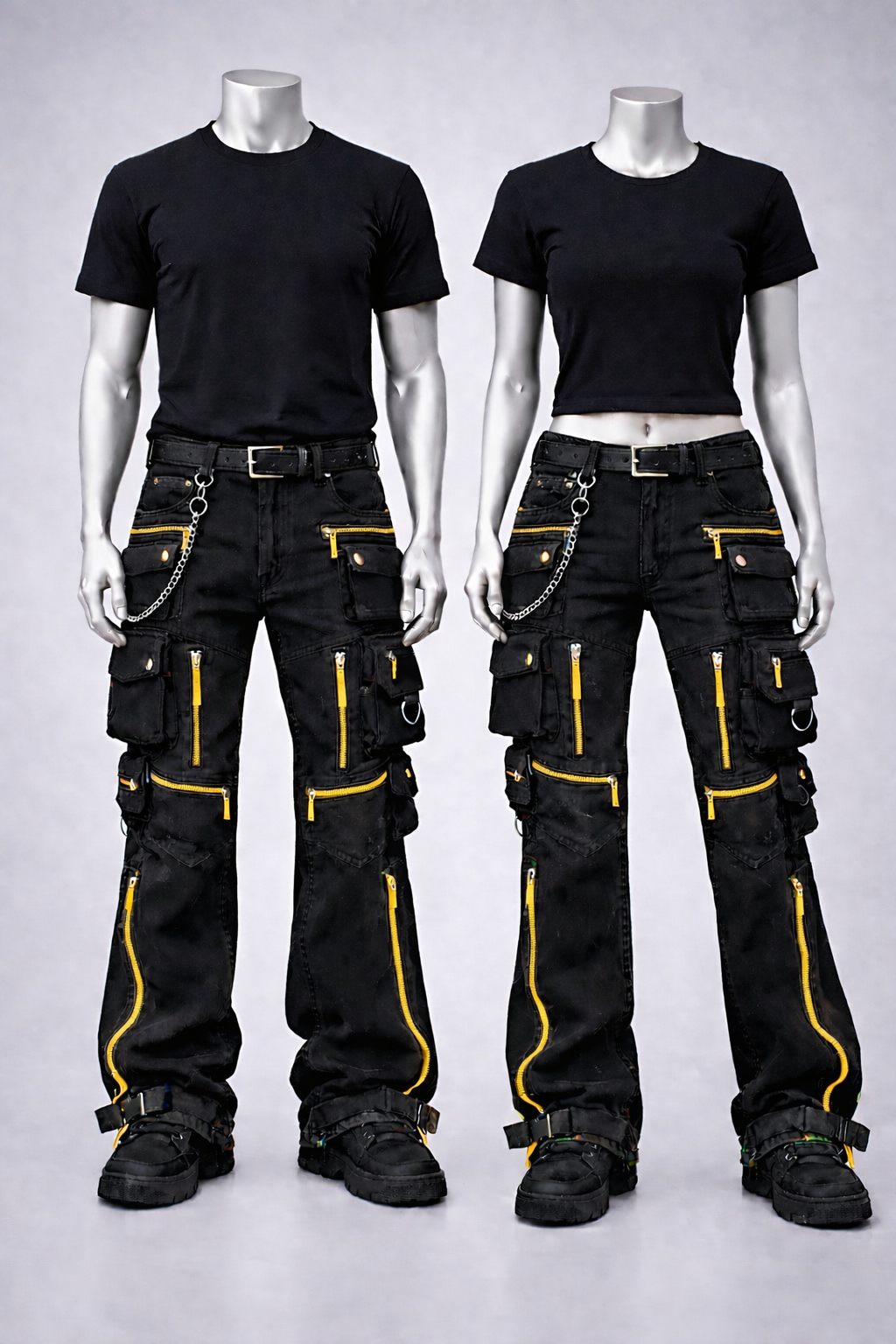 When you align, doors open quietly. KB Edition Multicolored Utility Flare Cargo Pants – Signature Luxury Series