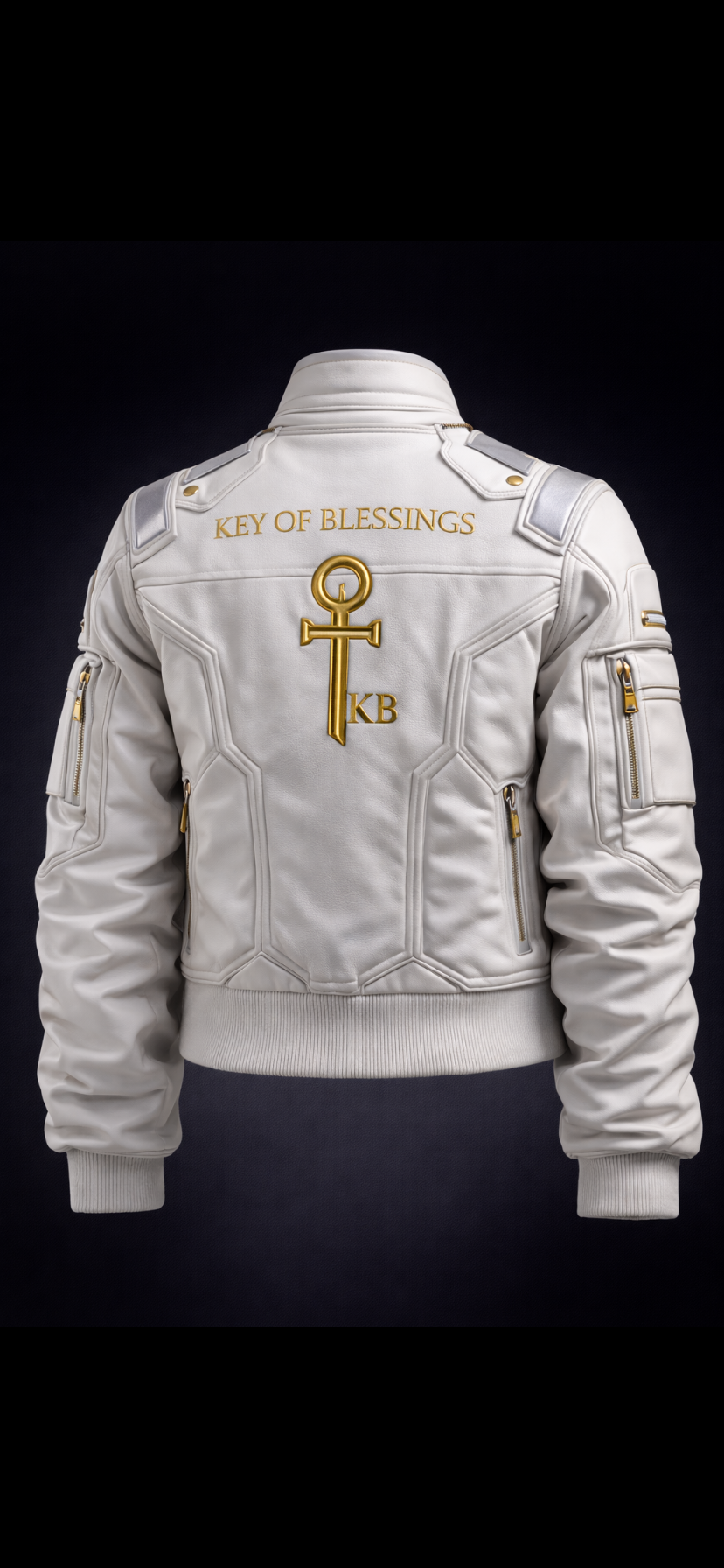 Leave impact, not impressions. Key of Blessings™ Signature Ivory Moto Jacket