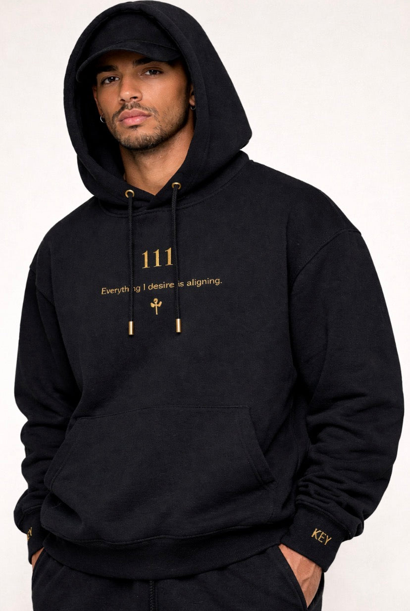 “Everything I desire is aligning.”
“444 Alignment Hoodie – Manifestation Edition”